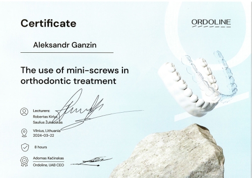 22.03.2024. The use of mini screws in orthodontic treatment