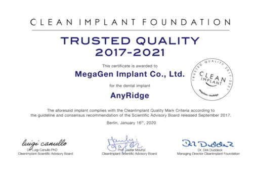 Certificate MegaGen 2017-2021